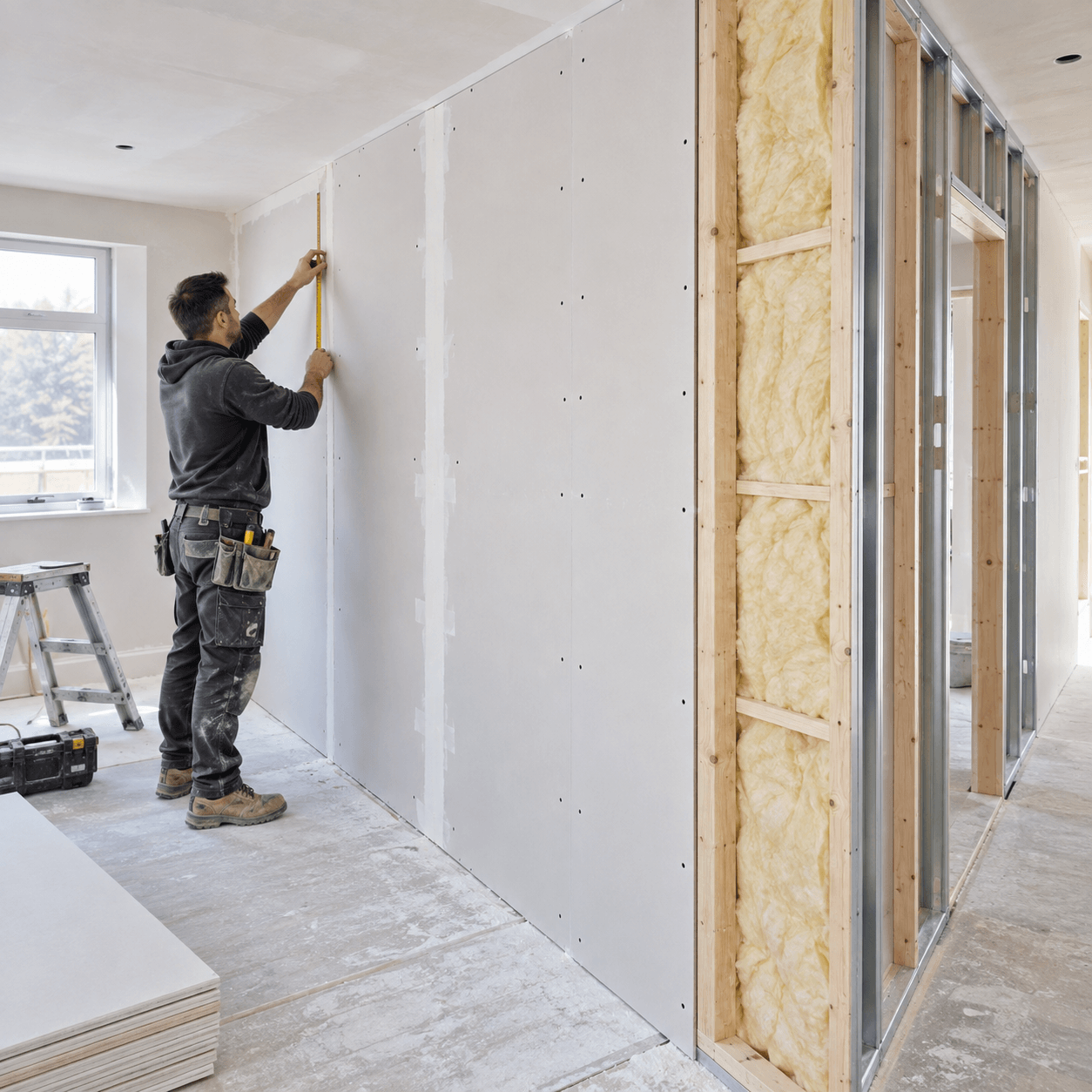 Fitting plasterboard partition walls